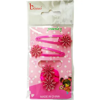 Bono Bijou Dívčí vlasová souprava KYTIČKY s kamínky Barva: Růžová tmavá