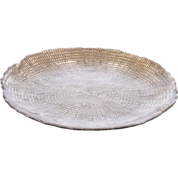 Dekorativní tác Luxor, ø 21 × 1,5 cm, sklo, zlatý 34311-21-39