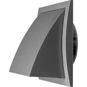 Větrací mřížka Europlast (Lotyšsko) Hranatá protidešťová mřížka s klapkou Barva: Šedá, Průměr [mm]: Ø 100 / 148x153 Ø 100 / Ø 125 / Ø 150