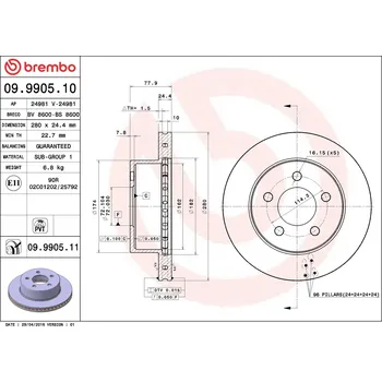 Brzdový kotouč Brzdový kotouč BREMBO 09.9905.11