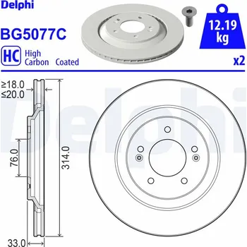 Brzdový kotouč Brzdový kotouč DELPHI BG5077C