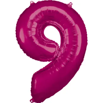 Balónek Amscan Číslo 9 DEKORAČNÍ BALONEK velký růžový