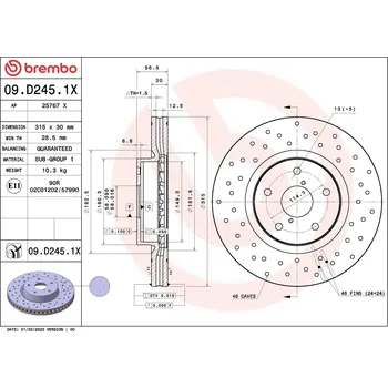Brzdový kotouč Brzdový kotouč BREMBO 09.D245.1X