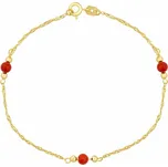 Zlatý náramek Singapur ze žlutého zlata se zlatými a červenými korálky - 1,2 mm varianta 18 cm FNN1141BGY-18 cm