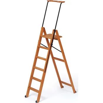 Železářství ARREDAMENTI ITALIA TUSCANIA 6 stupňů - skládací žebřík z masivního bukového dřeva, hnědý