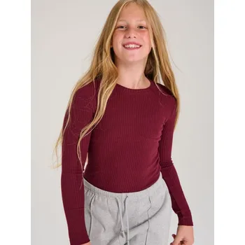 Dětská móda Sinsay - Žebrované tričko s dlouhými rukávy - burgundy - 534HF-53X - 534HF-53X-140