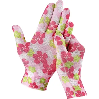 Rukavice Dámské zahradní rukavice s květinovým motivem růžová