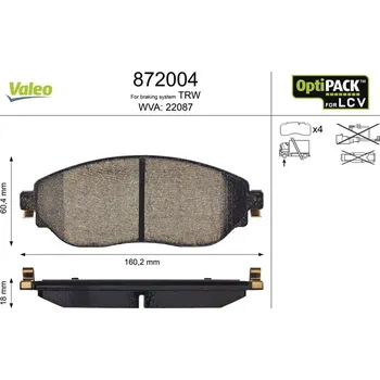Brzdová destička Sada brzdových destiček, kotoučová brzda VALEO 872004
