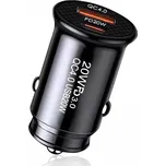 Techsuit nabíječka do auta (C4), USB + USB-C, černá