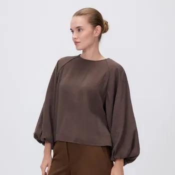 Dámské tričko Reserved - Tričko z modalu - tmavě hnědá - 726HF-89X - 726HF-89X-XXL