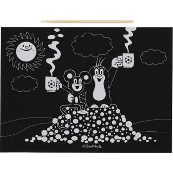 omalovánky wiky Magický obrázek KRTEČEK A MYŠKA na krtině k vyškrabání