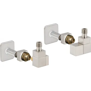 Radiátor EDGE-SET, rohový hranatý ventil (Z2), Nerez, Pravá + slevový kód