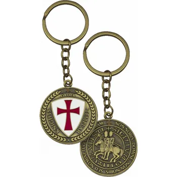 Klíčenka s templářským motivem Znak - zlatá-barevná