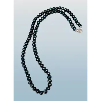 Náhrdelník Říční perly modročerné s chir. ocelí, jemné