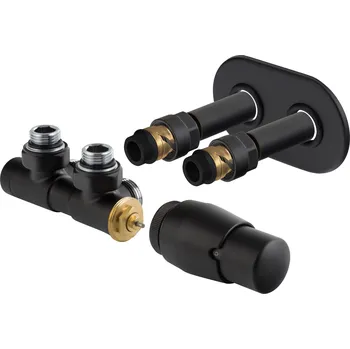 Radiátor TERM-SET, středový ventil (Z4), Černá strukturální, Pravá RDTERMSETRMB + slevový kód