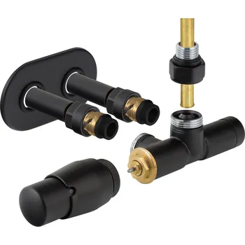 Radiátor SINGLE-SET, jednobodový ventil (Z7), Černá strukturální, Pravá RDSINGLESETRMB + slevový kód