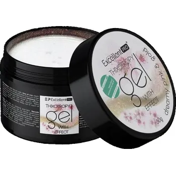 Lak na nehty EXCELLENT PRO - Stavební Thixotropní gel s efektem Dreamy Pink&Gold 15g