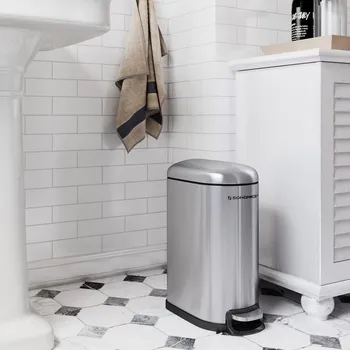 Odpadkový koš Úzký odpadkový koš 10L | stříbrný