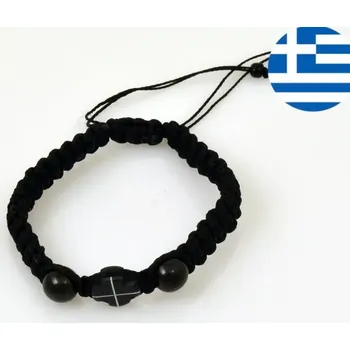 Náramek Modlitební Náramek s Černým Křížem z Třešňového Dřeva