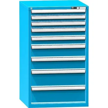 Zásuvková dílenská skříňka, 9 x zásuvka, v x š x h: 1215 x 731 x 780 mm, barva modrá RAL5012
