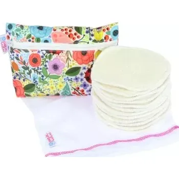 Těhotenské spodní prádlo Petit Lulu Sada 6 párů vložek do podprsenky a taštička a malý pytel na praní (PetitLulu Kojící vložky do podprsenky přírodní bambus 6 párů)