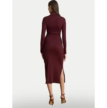 Dámské oblečení LAUREN RALPH LAUREN Úpletové šaty 200980028006 Bordó Slim Fit L