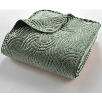 Přehoz na lůžko Zelený sametový set přehozu a povlaku na polštář 220x240 cm Solange – douceur d'intérieur ID_1812042