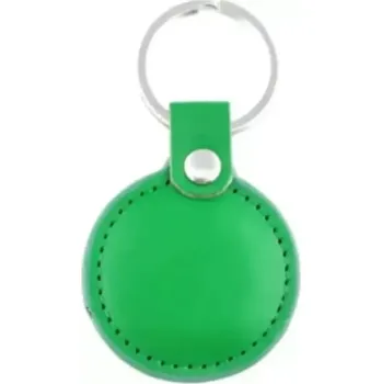 Přístupový čip - přívěšek Mifare Classic 1K kožený zelený, stylový rfid nfc čip ve formě koženého přívěšku