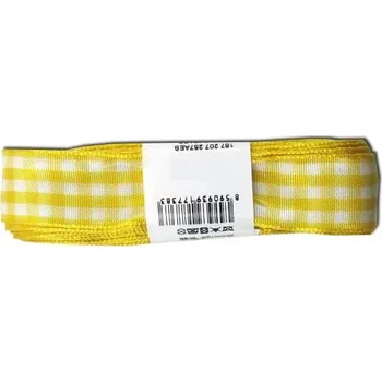 Stuha Károvaná stuha Dobruška 25mm - žlutá - od 1m
