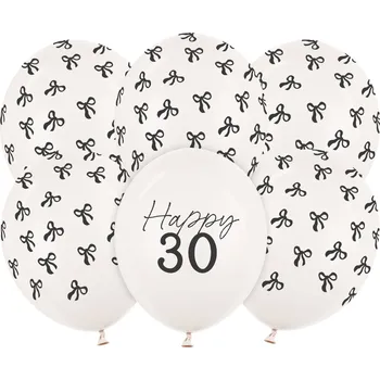 Balónek PartyDeco Balonky latex číslo 30 krémově bílé 30 cm, 6 ks