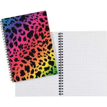 Kroužkový blok Donau Neon Safari A5, čtverečkovaný - mix designů, 80 listů