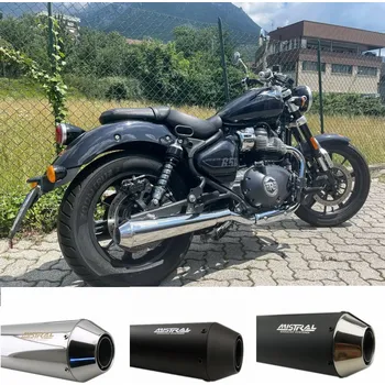 Koncovka výfuku Mistral Mistral RE Super Meteor 650 (E5) konické koncovky inox, černé Černá - matná
