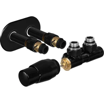 Radiátor TERM-SET, středový ventil (Z4), Černá , Levá + slevový kód