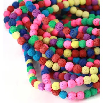 Materiál na výrobu šperku Lávové korálky 6mm - 63Ks - 6mm