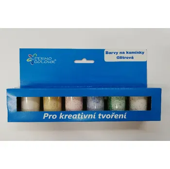 Speciální výtvarná barva Sada barev na kamínky glitrová - 6 ks základních barev