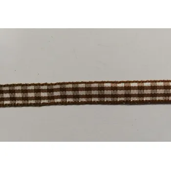 Stuha Károvaná stuha Dobruška 10mm - hnědá - od 1m