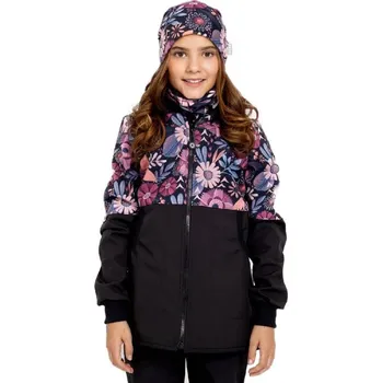 DÍVČÍ SOFTSHEL KABÁT S FLEECEM UNUO KVĚTINY NOVINKA Barva: Květinová, Velikost: 152/158