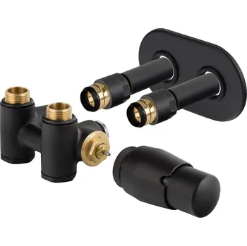 THERMCOMB-SET, středový ventil (Z4K) s připojením pro elektrickou tyč, Černá strukturální, Pravá + slevový kód