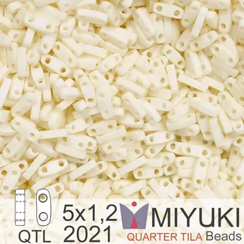 Korálek Korálky Miyuki QuarterTila. Barva Matte Opaque Cream QTL 2021 Balení 3g