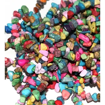 Materiál na výrobu šperku Mix Zlomků minerálů 3-9mm - 85cm - Návlek