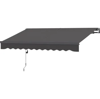 Markýza Svěrná markýza Outsunny s ruční klikou Elektricky výškově nastavitelná markýza se sklopným ramenem 300 cm široká tmavě šedá