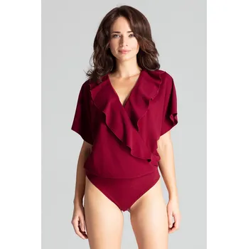 Body Vínové Body s volánem L067 Deep Red Velikost: M
