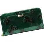 Velká zelená kožená peněženka na zip Gregorio s motýlky BTS119