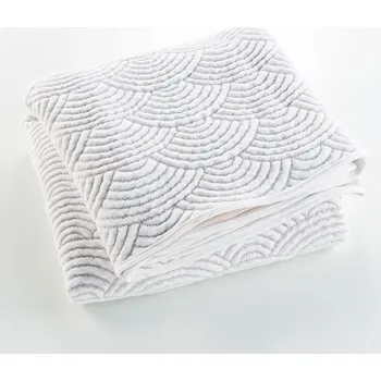 Přehoz na lůžko Bílý/béžový set přehozu a povlaku na polštář jersey 240x260 cm Cassandra – douceur d'intérieur ID_1811992