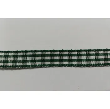 Stuha Károvaná stuha Dobruška 10mm - tmavě zelená - od 1m