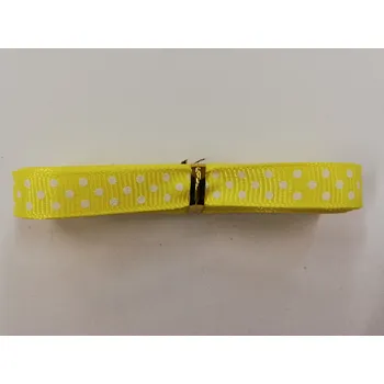 Stuha Rypsová stuha 9mm - žlutá s puntíky - balení 4,5m