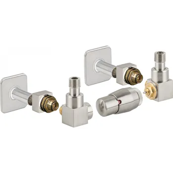 Radiátor CUBE-SET, rohový hranatý ventil (Z2), Nerez, Pravá RDCUBESETRSS + slevový kód