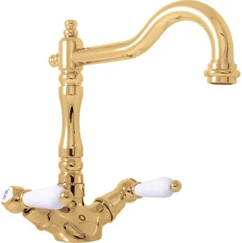 Slezák - RAV Dřezová baterie MORAVA RETRO - MK520.x/8x Barva: Zlatá lesk, Připojovací hadičky - závit: 3/8"