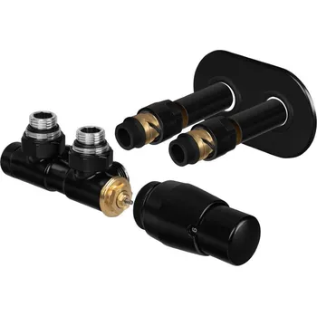 Radiátor TERM-SET, středový ventil (Z4), Černá , Pravá + slevový kód