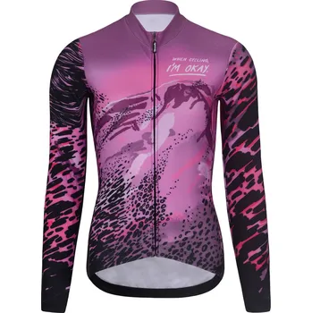 cyklistický dres RIVANELLE Cyklistický dres s dlouhým rukávem zimní - ROSESCAPE WINTER - fialová/černá XS